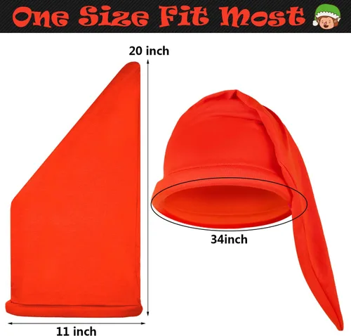 Vista 2 de Geyoga Juego de disfraz de enano de Halloween de 6 piezas, disfraces de gnomo con sombreros enanos, barba falsa, orejas gigantes para fiestas