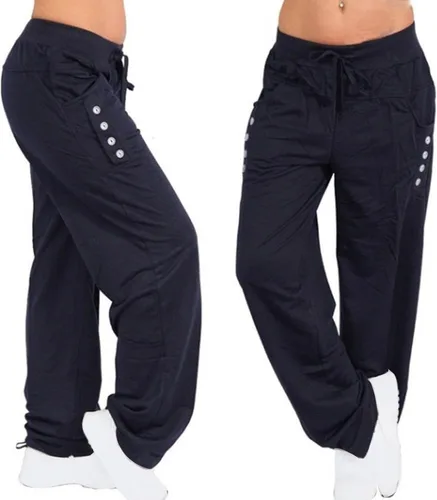 Vista 2 de LRMQS Pantalones deportivos holgados casuales para mujer, con cordón elástico, pantalones de entrenamiento de otoño 2023, pantalones