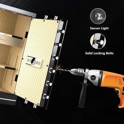 Vista 4 de Caja fuerte grande de 8.1 pies cúbicos para el hogar, caja de seguridad digital ignífuga con bolsa impermeable e ignífuga, caja de seguridad