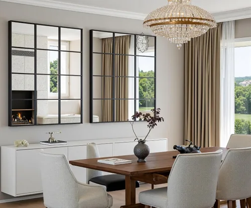 Vista 17 de Dewfig Espejo de Pared con Ventana Arqueada, 30"x20" Espejos de Panel de Ventana, Espejos de Tocador para Baño, Dormitorio, Entrada, Sala de Estar