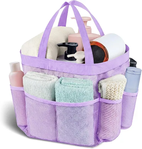 Vista 19 de Attmu Organizador de ducha de malla portátil, de secado rápido, bolsa de ducha colgante para dormitorio universitario, artículos esenciales de gran