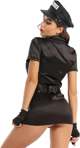 Vista 4 de Disfraz de oficial de policía para mujer, disfraz de policía para cosplay