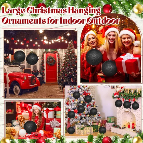 Vista 7 de Zubebe 6 Piezas Bolas de Navidad Extra Grandes de 8" para Exteriores, Adornos Jumbo Oversized para Árbol de Navidad, Decoraciones Gigantes, Bolas