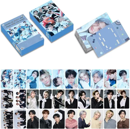 Vista 3 de 120 piezas de tarjetas fotográficas de Stray-Kids, tarjetas Lomo de Stray-Kids para colección (Beige)