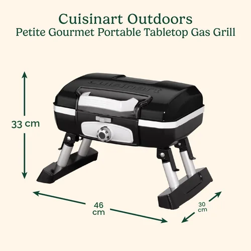 Vista 2 de Parrilla de gas portátil Cuisinart Petit Gourmet, Mesa, Negro