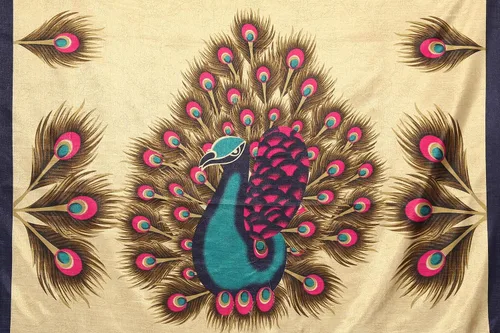 Vista 6 de Mithila Root Sari de seda con estampado de pavo real indio para mujer, estilo casual, con blusa sin coser