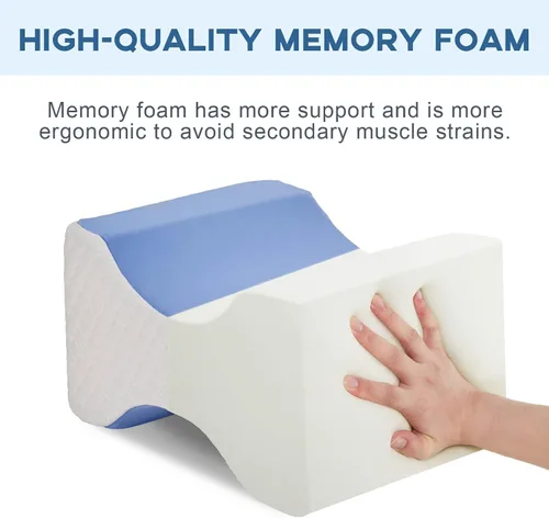Vista 5 de cooloo8 Almohada para dormir de lado, almohada de rodilla para dormir de lado, almohada para aliviar el dolor de ciática (azul)
