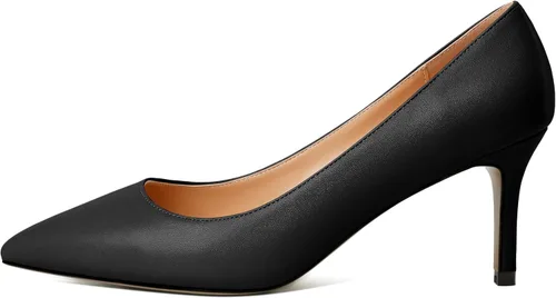 Vista 2 de YODEKS Zapatos de vestir clásicos de tacón bajo y medio para mujer con punta puntiaguda
