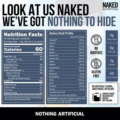 Vista 5 de Naked Crema de Café con Colágeno - Crema de Colágeno de Caramelo para Café - Sin Lácteos, Sin Gluten, Sin OMG - Apoya el Cabello, la Piel y las Uñas