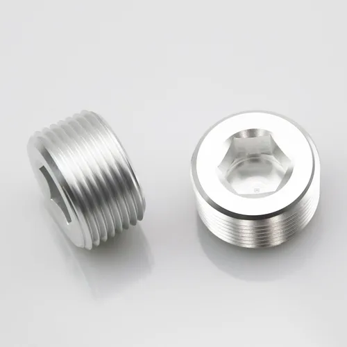 Vista 7 de Aluminio 1 "1 pulgada NPT rosca macho Allen cabeza enchufe enchufe de tubería, negro, paquete de 2