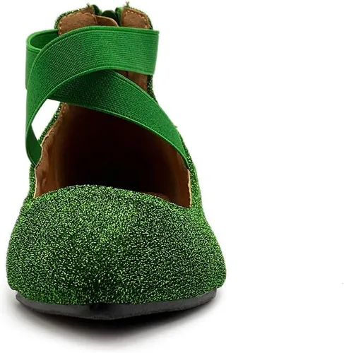 Vista 3 de Ollio Zapatos planos de ballet con correa elástica con purpurina para mujer F189