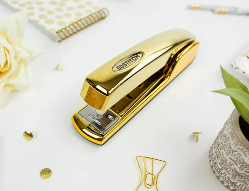 Vista 5 de Bostitch Office Professional - Engrapadora ejecutiva de metal, capacidad para 20 hojas, cromo dorado (B5000-GOLD) (paquete de 6)