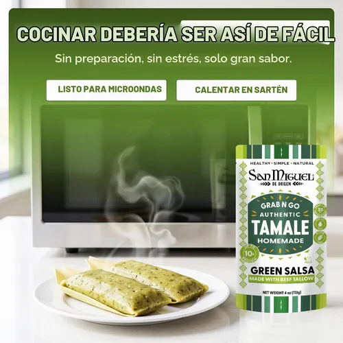 Vista 5 de San Miguel - Tamales de salsa verde para microondas, sebo de res, 0.35 oz