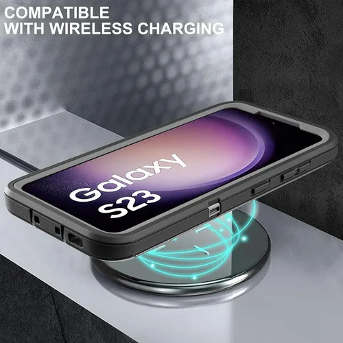 Vista 7 de Funda para Galaxy S23, S23 con protector de pantalla de TPU flexible autorreparable [2 paquetes], 3 en 1, funda de protección resistente a prueba