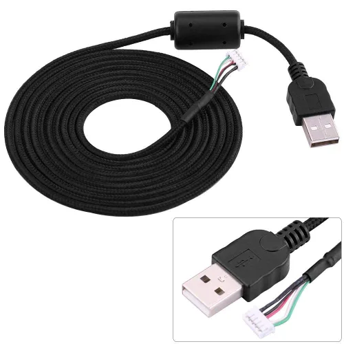 Vista 2 de Cable USB para ratón, cable de ratón, línea de repuesto para Logitech G500 G5, piezas de repuesto de repuesto para Logitech G500 G5, 6.6 ft