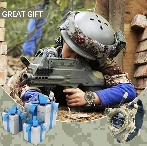 Vista 5 de Walkie Talkie para niños, reloj espía recargable Walkie Talkies, juguetes del ejército, regalos para niños, radio bidireccional Walky Talky Relojes