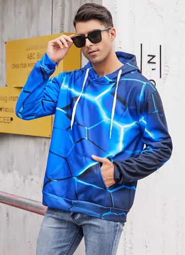 Vista 4 de RAISEVERN Sudadera con capucha para hombre y mujer, con estampado 3D, forro polar, manga larga, sudadera con capucha