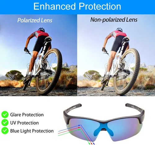 Vista 4 de POLARS DESIGN Deportes al aire libre Polarizado envoltura alrededor de Ciclismo Gafas de sol para hombres y mujeres TR90 Marco UV Protección