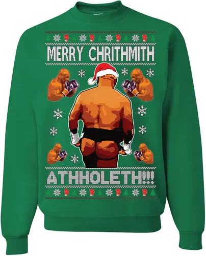 Vista 12 de wild custom apparel Merry Chrithmith Kith My Ath suéter feo de Navidad divertido con cuello redondo sudadera Negro