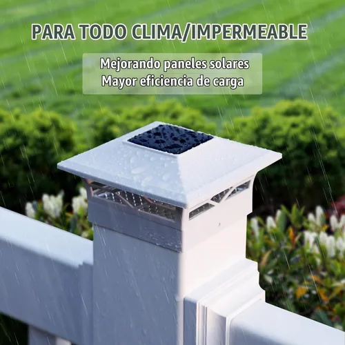 Vista 6 de VOLISUN Luz Solar para Poste Impermeable al Aire Libre: Cambio de Color RGB - Luces Intermitentes de Tapa Solar para Cerca 4 Unidades Blancas