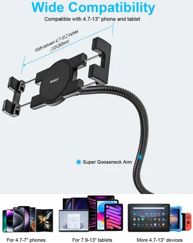 Vista 7 de Soporte para tablet de carril de asiento de automóvil para camión, cuello de cisne resistente para asiento delantero del pasajero con perno de piso