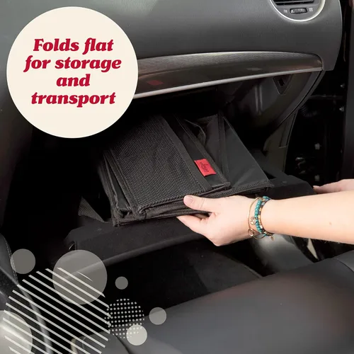 Vista 8 de Lusso Gear Organizador de asiento de automóvil, portavasos integrados y bolsillos de malla, organizador plegable para asiento trasero con asas
