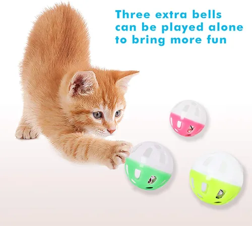 Vista 5 de UPSKY Juguete Rodillo para Gatos Tornamesa de 3 Niveles Juguete para Gatos con Pelotas con Seis Pelotas Coloridas Juguetes Interactivos para Gatitos