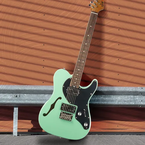 Vista 6 de EART E-TT72 Guitarra eléctrica de cuerpo semihueco de 6 cuerdas, capacidad de juego versátil, potentes pastillas Humbucker guitarras de puente fijo