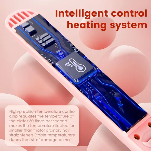 Vista 4 de Bo'laiya Plancha y rizador de pelo 2 en 1, con tecnología ultra suave con revestimiento de cerámica, calentamiento ultrarrápido, memoria TEM