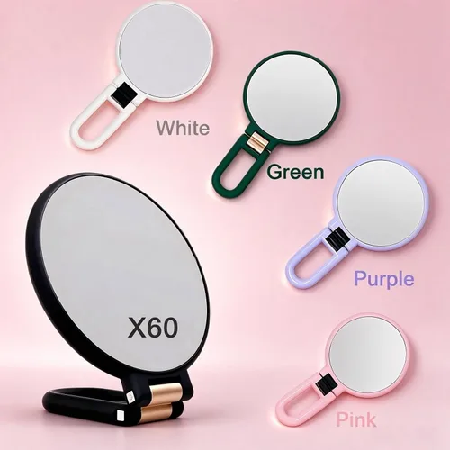 Vista 3 de Espejo de maquillaje con aumento 60X, espejo de mano portátil de viaje