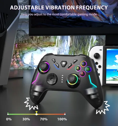 Vista 7 de YCCSKY Wireless PC Gaming Controller for Windows (781011), Compatible Nintendo Switch and Steam Deck, 9 Color LED Light Gamepad with Turbo Function