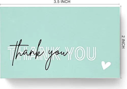 Vista 2 de RXBC2011 Gracias por su compra Tarjetas de apreciación del cliente Tarjetas de visita Paquete Inserto para negocios en línea Paquete de 100 Verde
