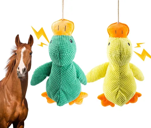 Vista 7 de Horse Toys Squeaky Squeeze Plush Duck, juguete interactivo de pato chirriante para caballos para jugar, juguetes de enriquecimiento de felpa