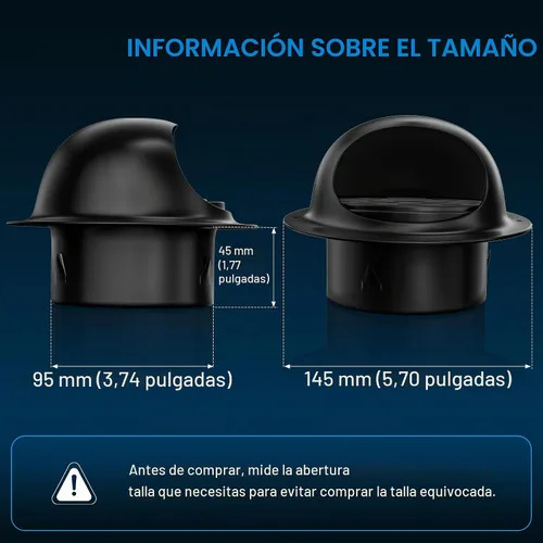 Vista 6 de Hon&Guan - Cubierta de ventilación para secadora exterior de 4 pulgadas con amortiguador de acero inoxidable, color negro