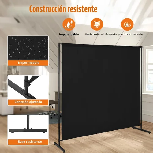 Vista 5 de Divisor de Habitación de Panel Único, 71''A x 71''Al Altura Ajustable Panel Divisor de Habitación Grande para Oficina, Pantalla de Privacidad