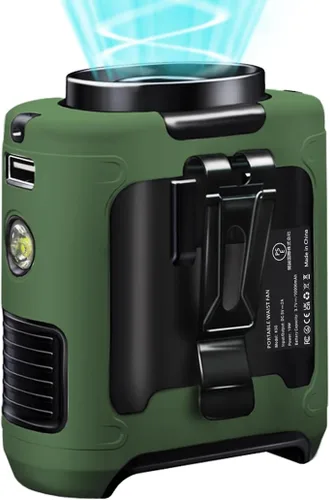 Vista 13 de CAZOKASI Ventilador personal con clip para la cintura, recargable, portátil, manos libres, para viajar, trabajar, al aire libre, oficina