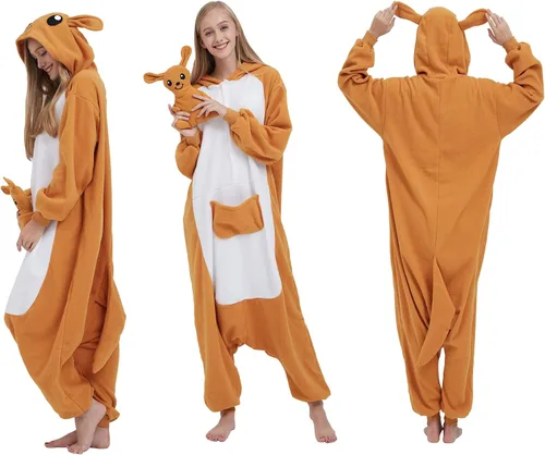 Vista 2 de SimZoo Pijama de animal para adultos, disfraz de cosplay de animales para hombres y mujeres, ropa de dormir unisex de una sola pieza