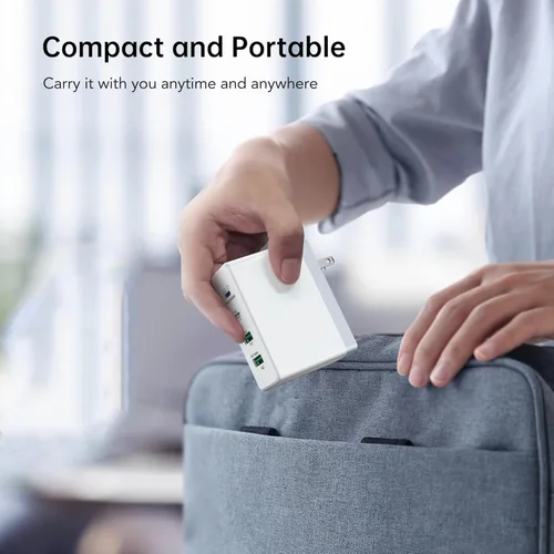 Vista 8 de sccvee Cargador USB C de 140 W GaN, adaptador de corriente para portátil de 100 W, bloque de carga rápido, estación de carga de 4 puertos USB C