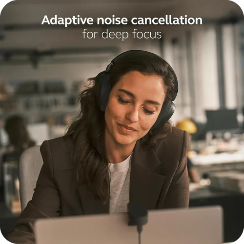 Vista 9 de Jabra Evolve3 85 - Auriculares inalámbricos Bluetooth con micrófono para el trabajo, USB-A, tecnología de llamada de voz AI, cancelación activa