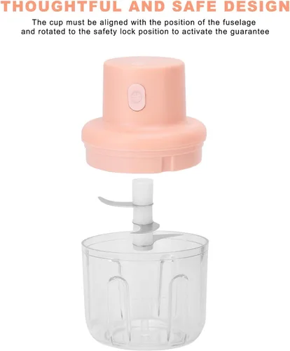 Vista 4 de Picadora eléctrica de carne de 8.5 fl oz, picadora de alimentos de cocina con carga USB, mezclador de alimentos complementario multifuncional