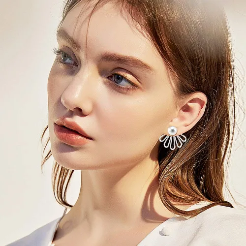 Vista 4 de Juego de 11 pares de aretes de flor de loto para mujeres y niñas, juego para orejas ansitivas, joyería simple y elegante, Diamante de imitación