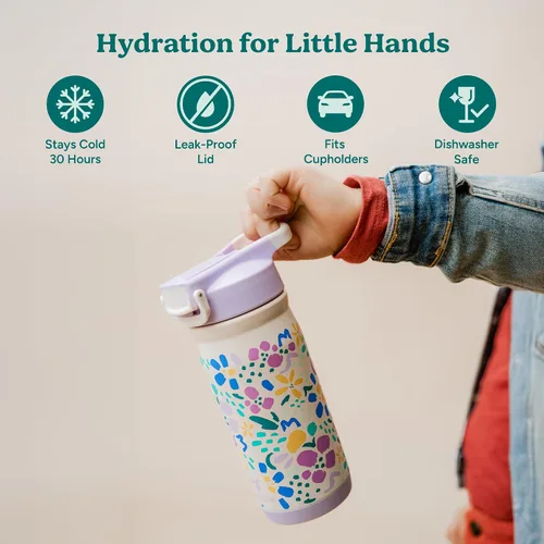Vista 9 de Reduce Hydrate Pro Kids - Botella de agua aislada de acero inoxidable de 14 onzas con pajilla, vaso a prueba de derrames para niños, retención