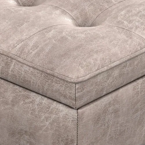 Vista 8 de SIMPLIHOME Cosmopolitan - Otomana de cuero vegano de 44 pulgadas de ancho Gris pardo envejecido