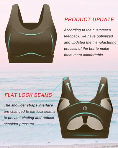 Vista 4 de RUNNING GIRL - Brasier deportivo de alto impacto para mujer, brasier de espalda cruzada, brasier de entrenamiento, brasier de yoga de línea larga