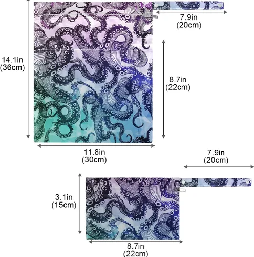 Vista 7 de visesunny Abstract Octopus Hipster - 2 bolsas húmedas con bolsillos con cremallera, lavable, reutilizable, espaciosa, bolsa de pañales para viajes