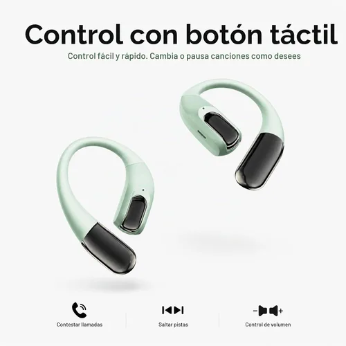 Vista 2 de Auriculares deportivos inalámbricos Bluetooth, auriculares ligeros con ganchos para los oídos, auriculares inalámbricos Bluetooth5.4, tiempo de Verde