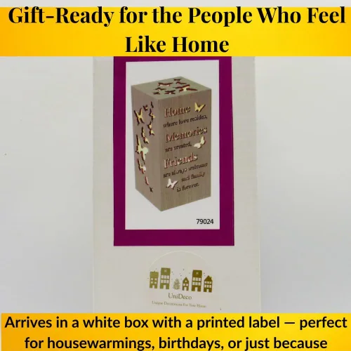 Vista 5 de Letrero decorativo de mariposa – Regalo para amigos de la familia para el hogar, • Cita de madera inspiradora para repisa, entrada o mesa de cocina