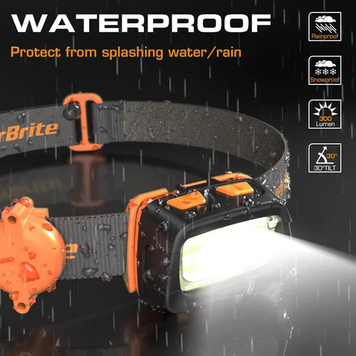 Vista 5 de EverBrite Linterna frontal de 300 lúmenes con modos de luz roja/verde/blanca, luz trasera, diadema ajustable, para correr, acampar, senderismo