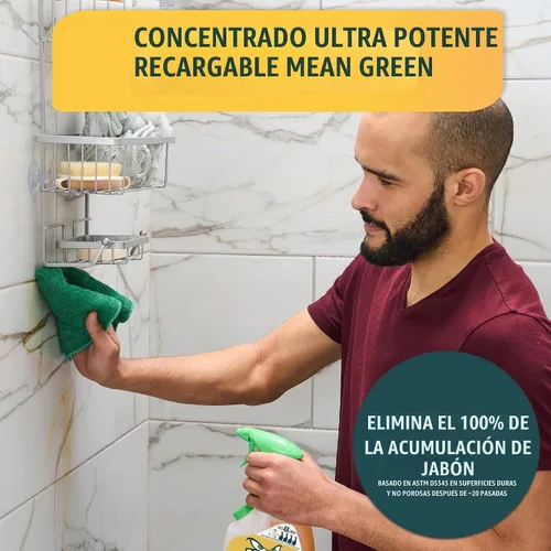 Vista 4 de Mean Green Limpiador de Baño CONCENTRADO Ultra Potente Recargable, Brisa Tropical, 14.3 Onzas