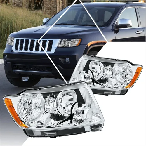 Vista 9 de PM PERFORMOTOR Conjunto de 2 faros halógenos compatibles con Jeep Grand Cherokee 11-13, carcasa negra, esquina ámbar